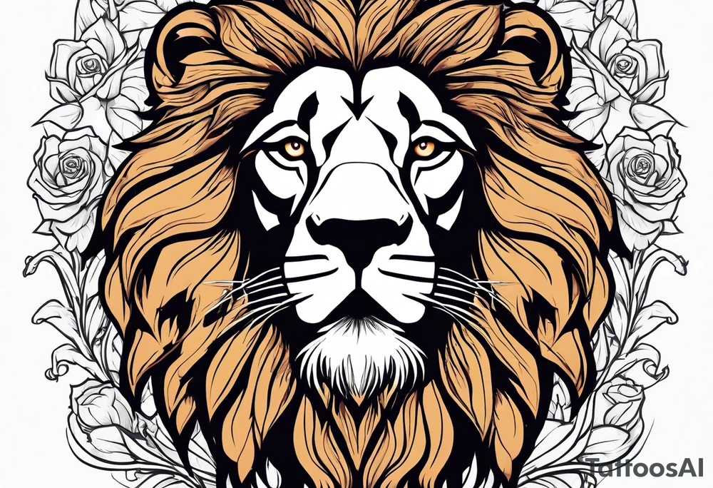 Lion, jesus, rose, rosary tattoo idea