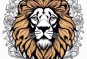 Lion, jesus, rose, rosary tattoo idea