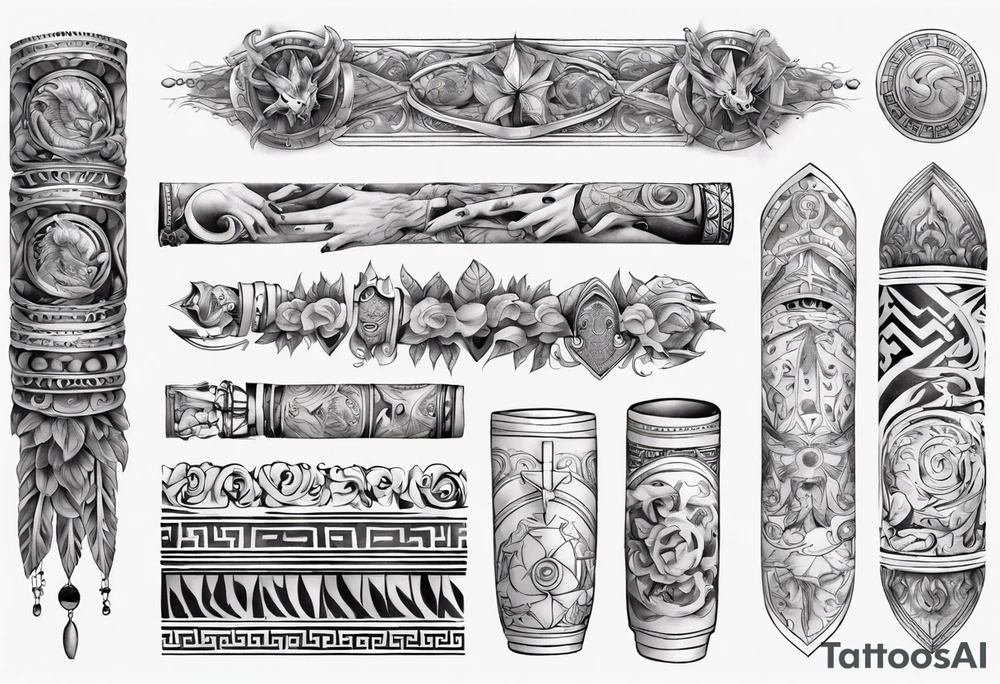 greek arm sleeve tattoo idea