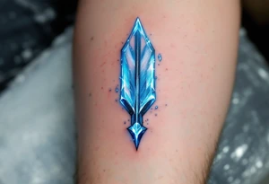 glowing ice-blue arrow with frosted edges, appearing as if crafted from frozen crysta tattoo idea