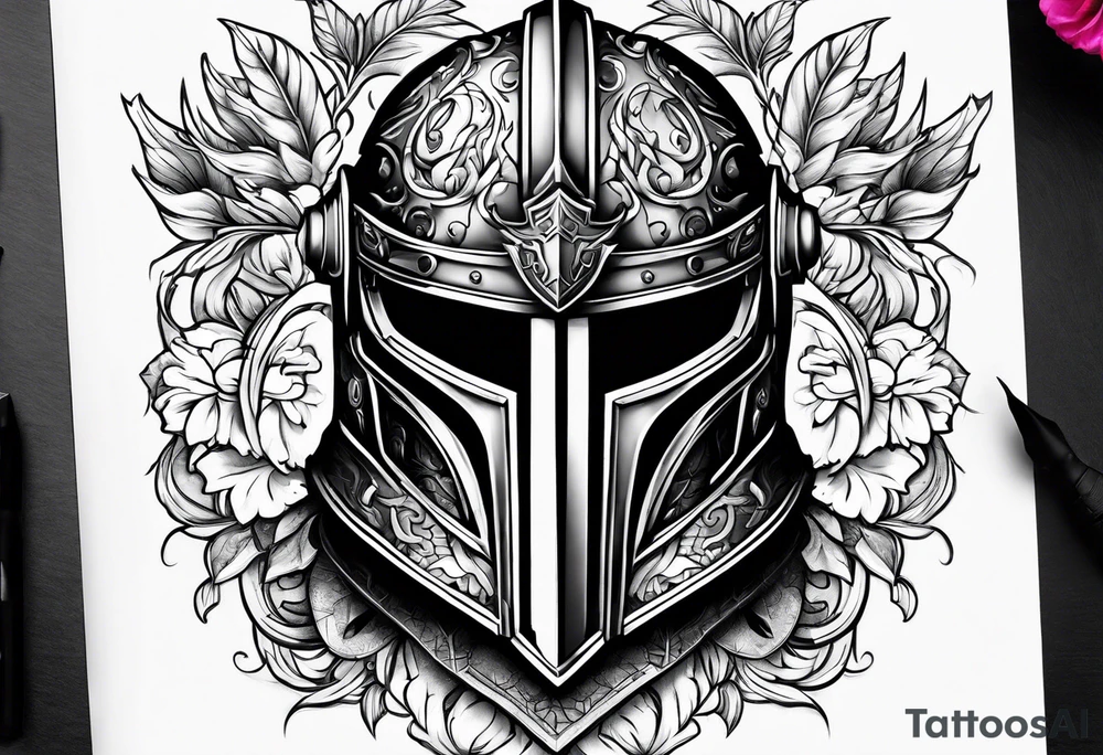 knight helmet tattoo idea
