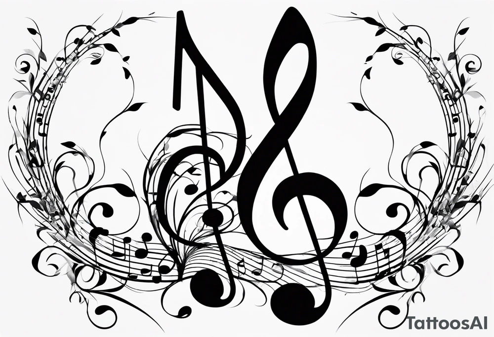 Simple, musical notes, in the shape of l and r tattoo idea