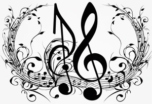 Simple, musical notes, in the shape of l and r tattoo idea