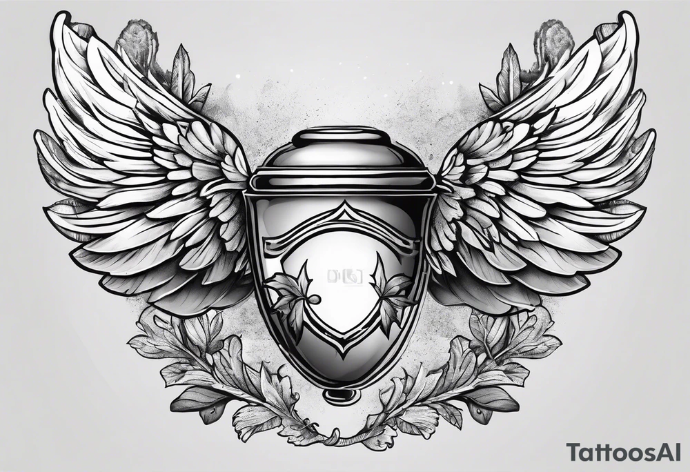 acorn with angel wings and halo tattoo idea