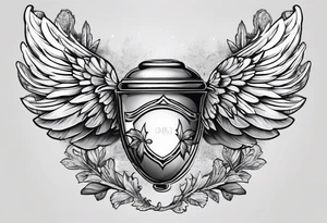 acorn with angel wings and halo tattoo idea