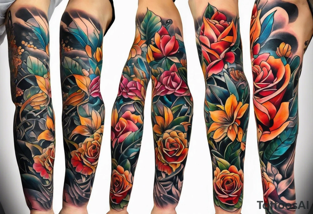 Music inspired tattoo arm sleeve tattoo idea