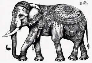 indian theme realistisc elephant tattoo idea