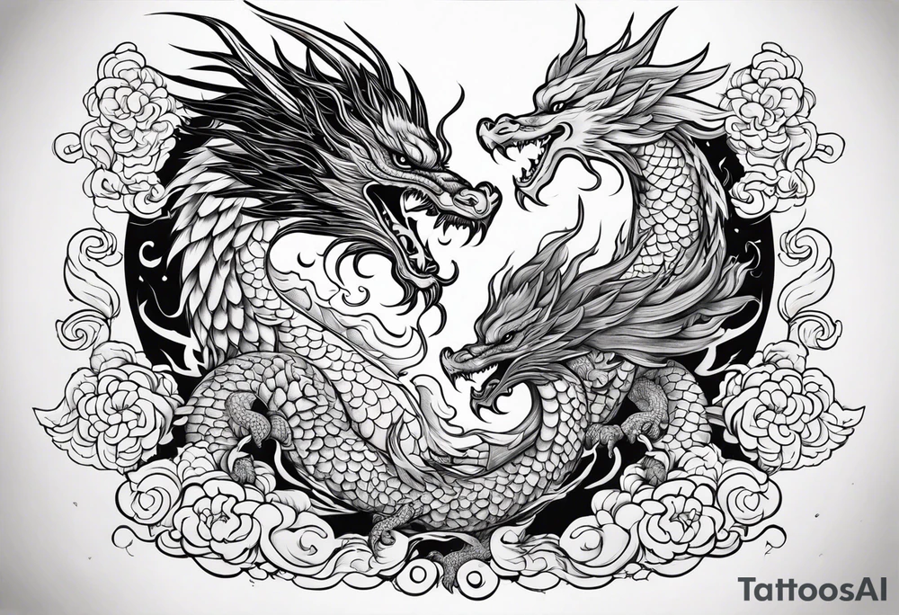 Phoenix and dragon tattoo idea