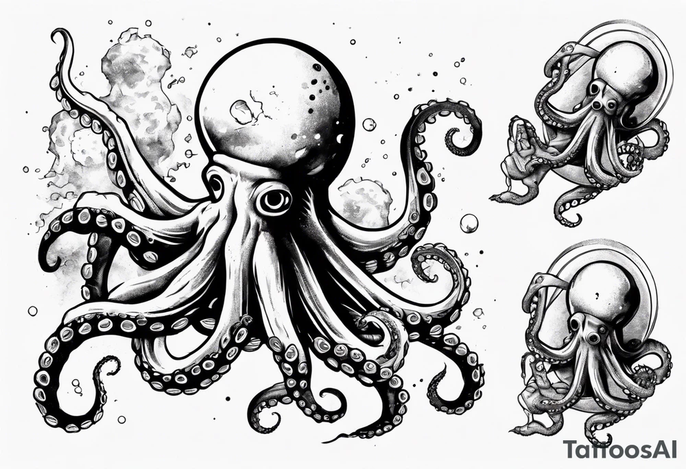 Octopus attacking an astronaut tattoo idea
