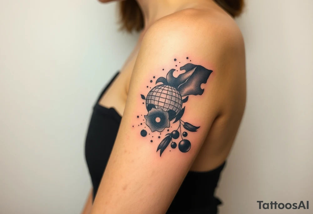 vinyl record and disco ball tattoo idea