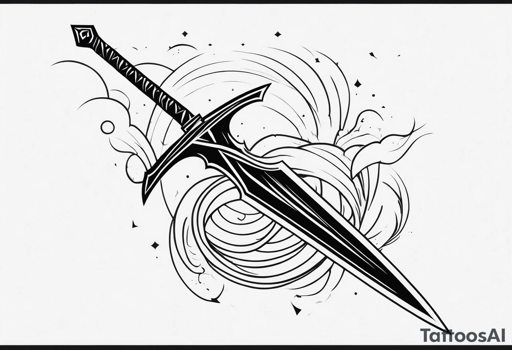 Geometric, simple, sword, lightning bolt and waves tattoo idea Geometric, simple, sword, lightning bolt and waves tattoo idea