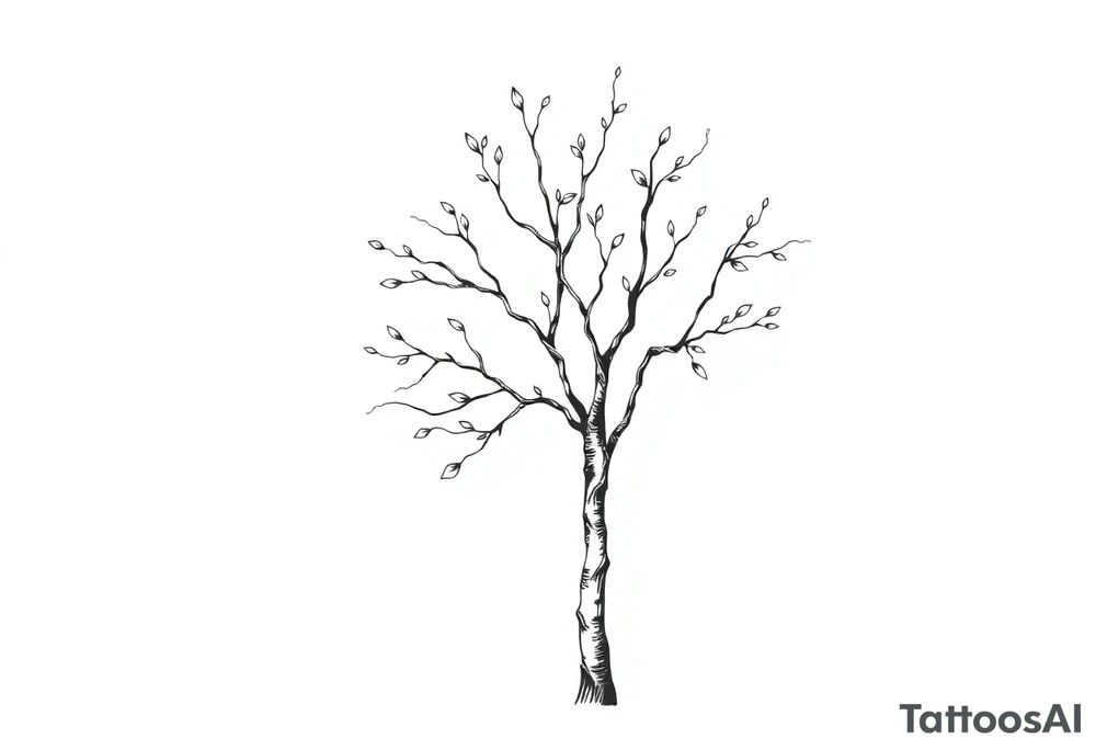 birch tree with missing leaves tattoo idea