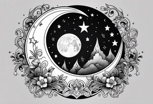 Moon and stars tattoo idea