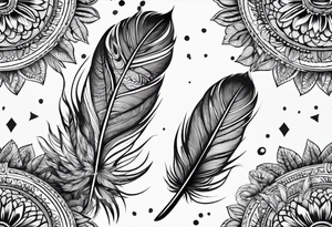 Mandala feather with birds, water tattoo idea