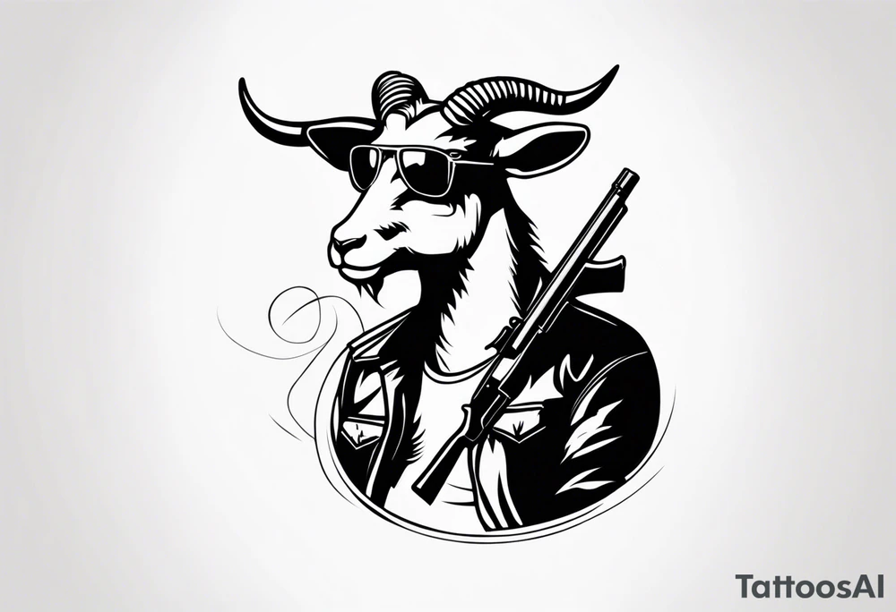 capricorn with sunglasses and shotgun tattoo idea
