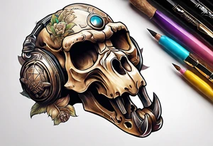 Bantha skull with a paw print tattoo idea