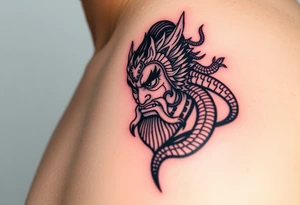 powerful majestic wukong surrounded by shenron tattoo idea