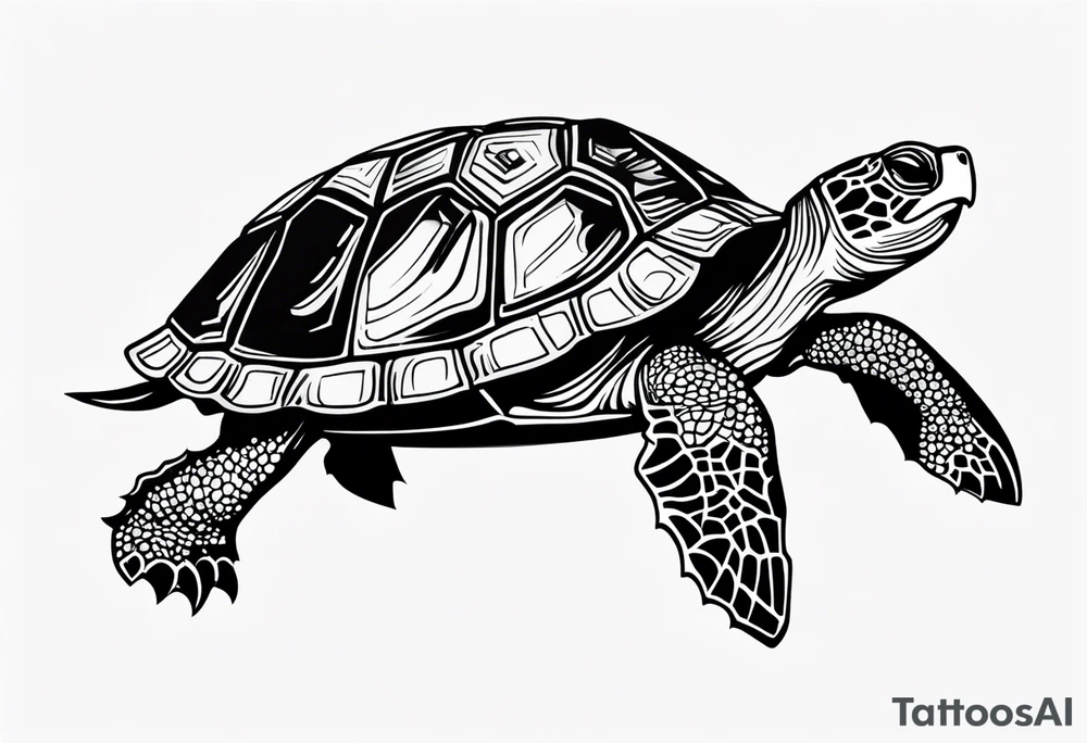 tropical psychedelic turtle, high-angle shot tattoo idea