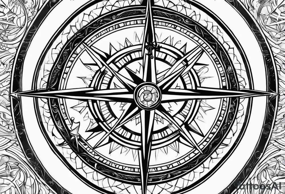 Christian protection symbols over compass tattoo idea