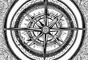 Christian protection symbols over compass tattoo idea