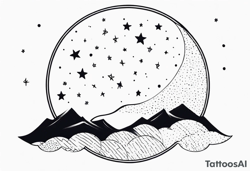 Moon with stars tattoo idea
