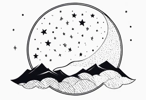 Moon with stars tattoo idea