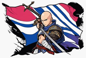 Zidane from Final Fantasy Xi's dagger wrapped in a trans flag tattoo idea