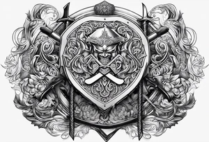 Valhalla steps sword shield axe tattoo idea