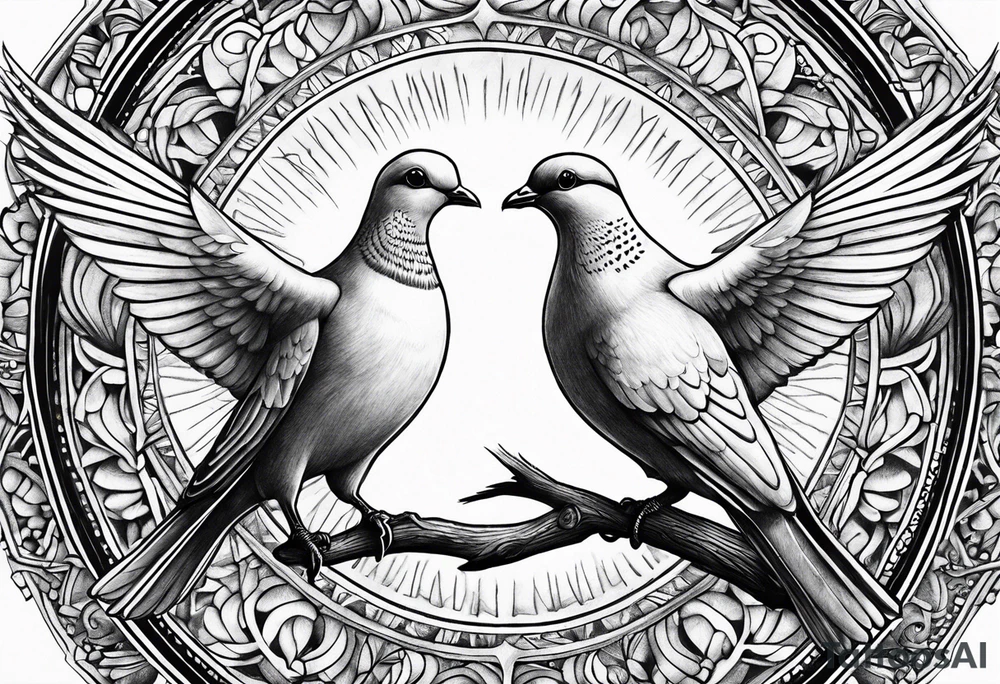 2 doves compas sun tattoo idea