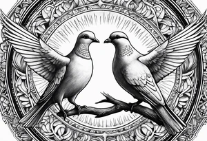 2 doves compas sun tattoo idea
