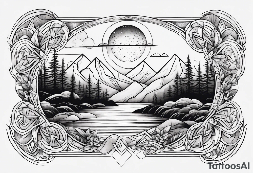 Fine line, earthy elements tattoo idea