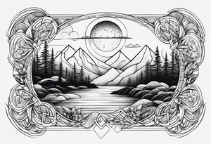 Fine line, earthy elements tattoo idea