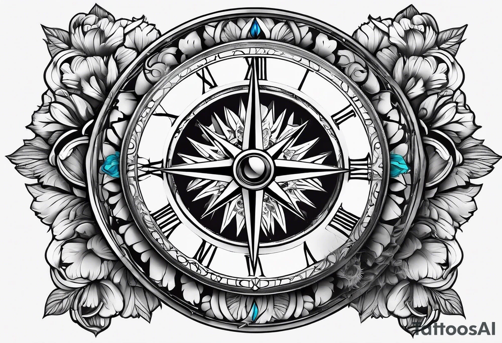 Watch and compass tattoo idea