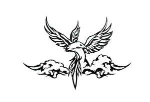 Birds flying in clouds tattoo idea