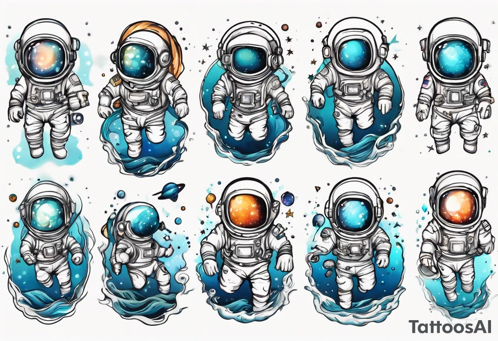 astronaut in the ocean tattoo idea