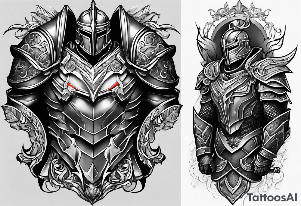 Armor for upper arm and chest tattoo idea