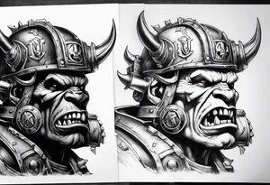 Full sleeve Warhammer 40000 orks machine theme tattoo idea