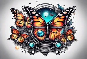 ufo and butterflies tattoo idea