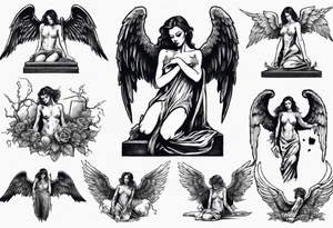 Fallen angel on a grave tattoo idea