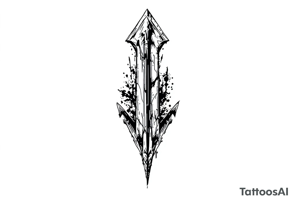 thick arrow look down tattoo idea