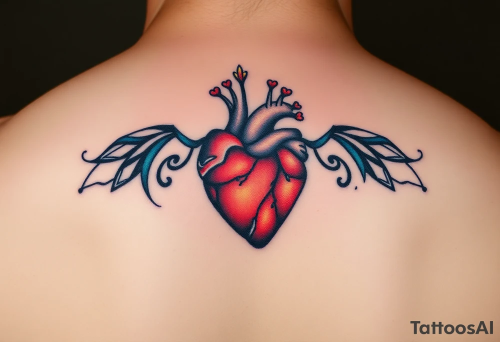 polyamory lifestyle heart with color tattoo idea
