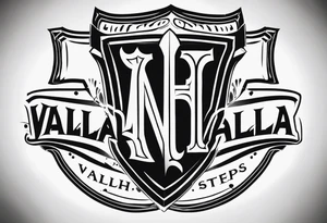 Valhalla steps shield sword tattoo idea
