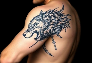 Hyper realistic Wolf, Samurai tattoo idea