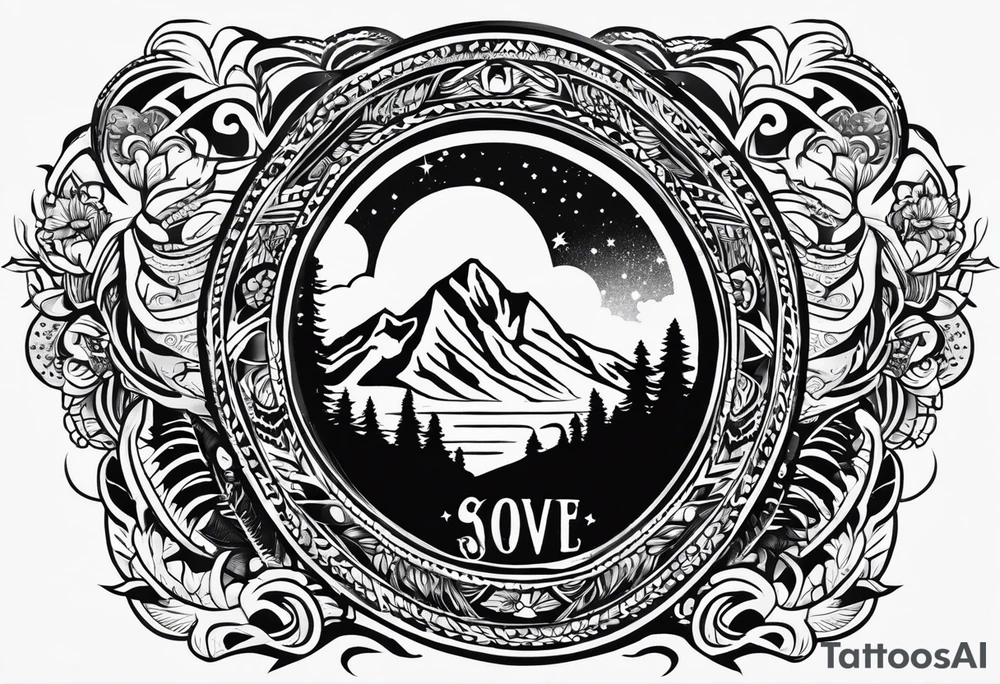 Mexican American inspired that incorporates being a father,  love for son and daughter with the importance of building wealth. Include elements of the Pacific Northwest Forrest on shoulder.
Sons name is Andres and Daughters name is Aliana tattoo idea