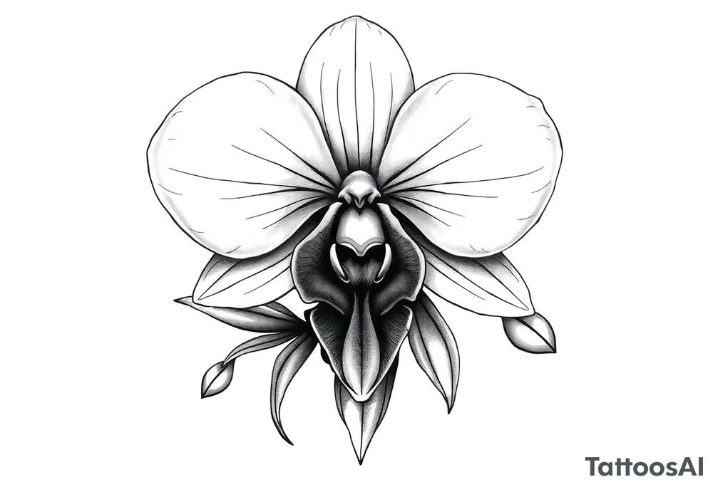 Orchid realistic with a mix with vagina tattoo idea