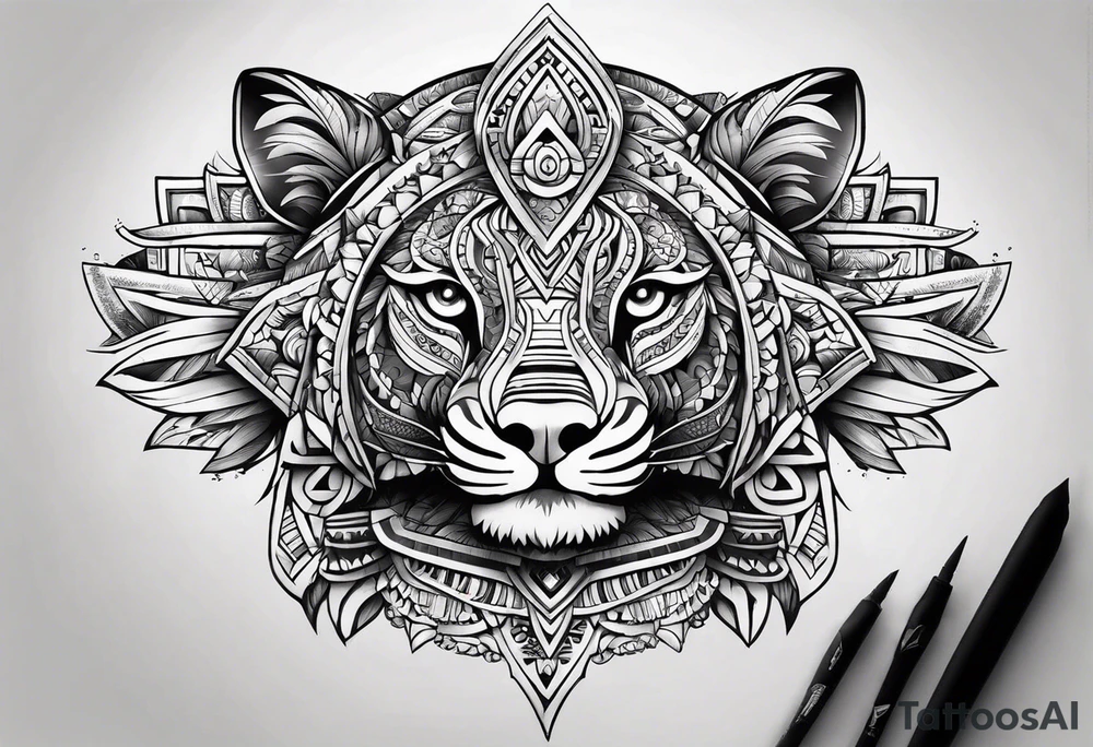Aztec animal tattoo idea