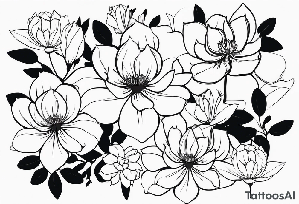 The tattoo i am searching for has to be around 20cm heigh and with 8cm width. It should be a stew with some flowers and at the top should be a small magnolia... It should be fineline tattoo idea