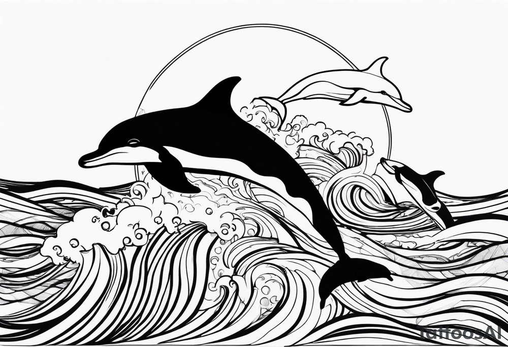 dolphins in the ocean tattoo idea