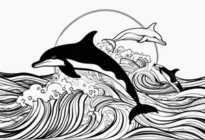 dolphins in the ocean tattoo idea