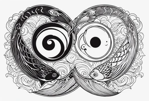 yin yang irezumi fishes japanese patterns tattoo idea